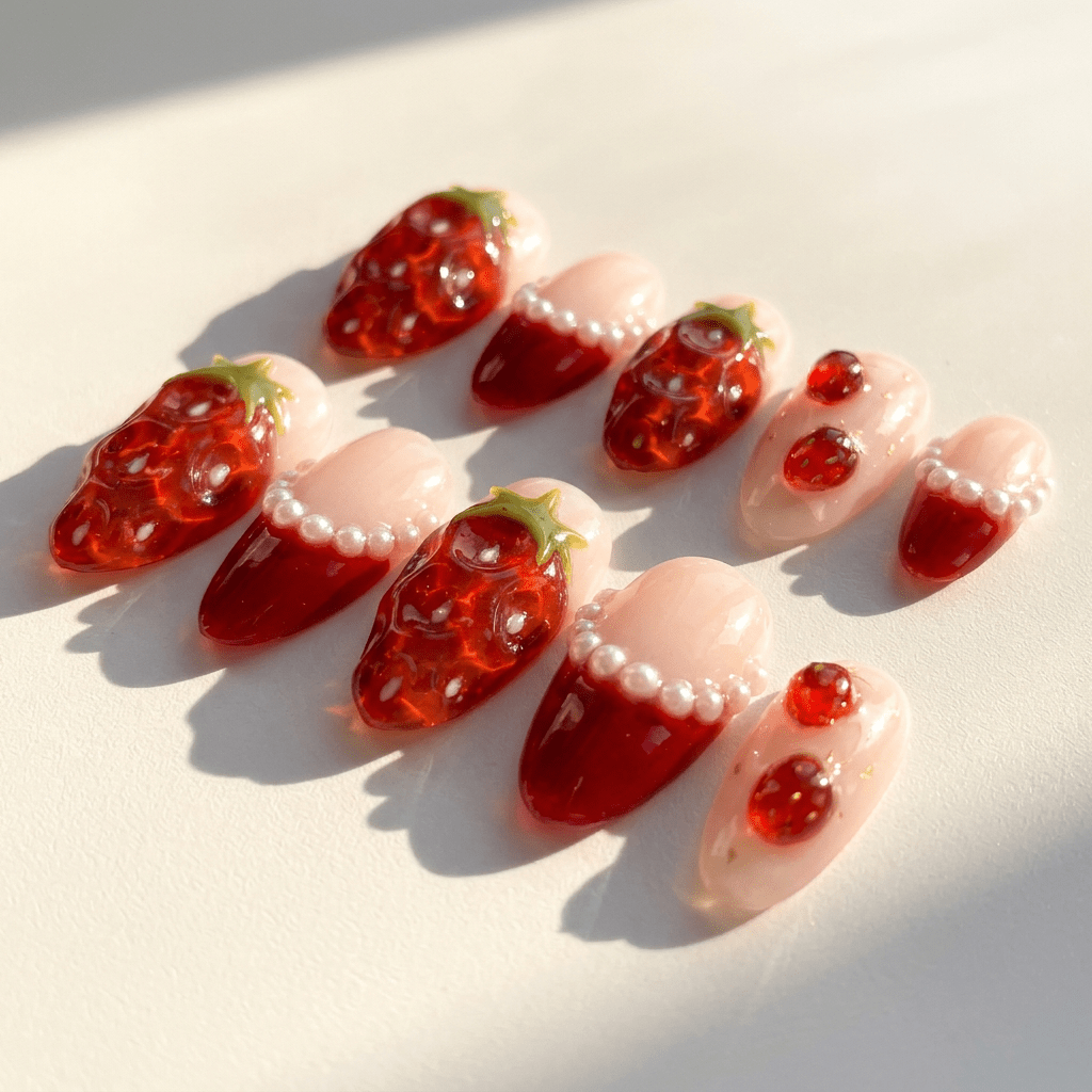 Ruby Berry full press-on nail set – sizes XS–L by Handora