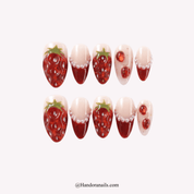Ruby Berry red french tip press-on nails by Handora