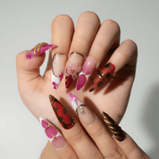 Ruby Bloom press-on nails – hand-painted reusable gel set by Handora