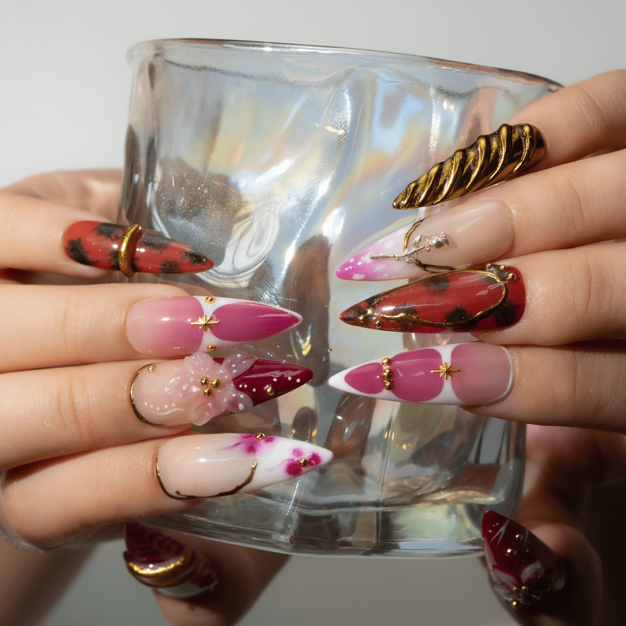 Ruby Bloom full press-on nail set – sizes XS–L by Handora