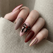 Ruby Corset nail design – handmade press-on nails by Handora