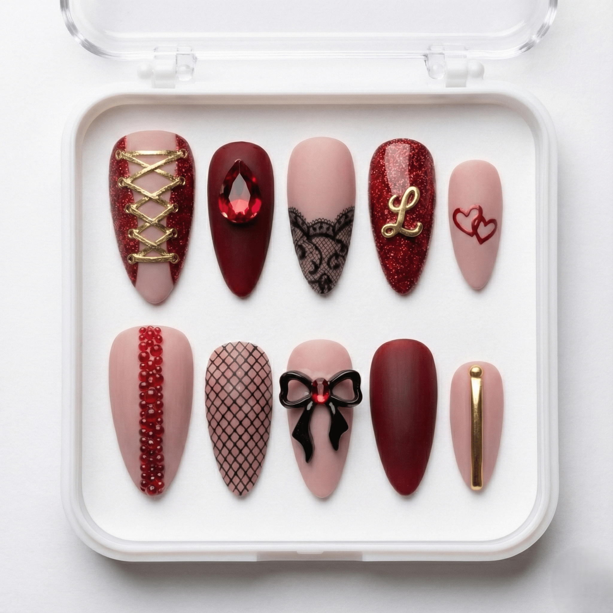 Ruby Corset full press-on nail set – sizes XS–L by Handora