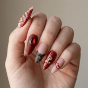Ruby Corset press-on nails – design close-up by Handora