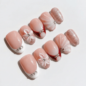 Ruby Floral full press-on nail set – sizes XS–L by Handora