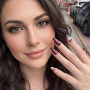 Ruby Lace red press-on nails by Handora