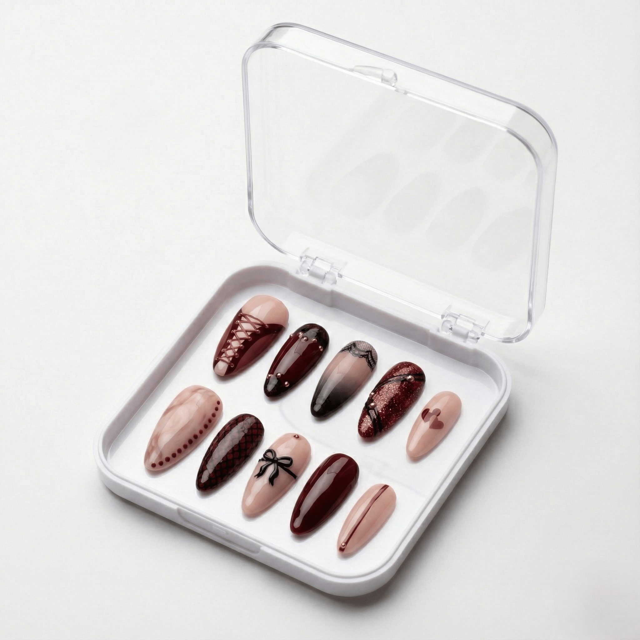 Ruby Lace full press-on nail set – sizes XS–L by Handora