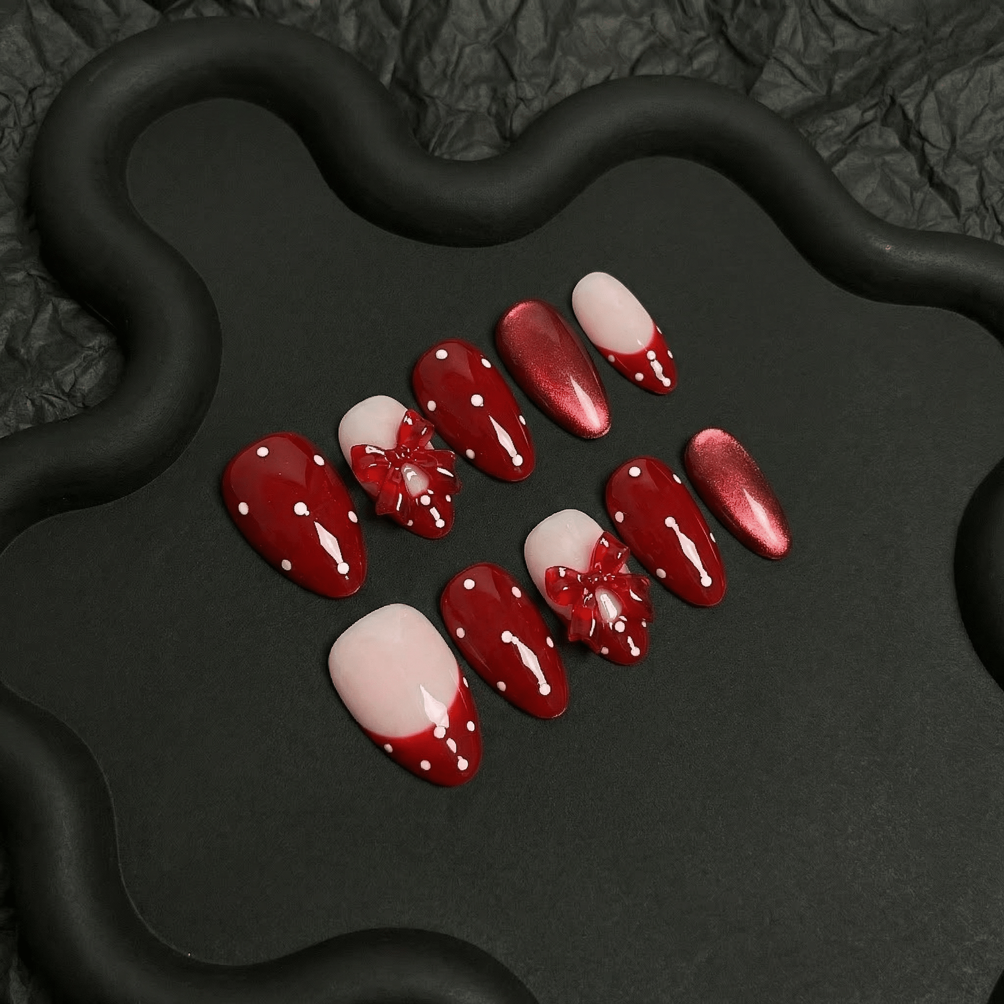 Ruby Polka full press-on nail set – sizes XS–L by Handora