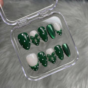 Ruby Polka press-on nails – design close-up by Handora