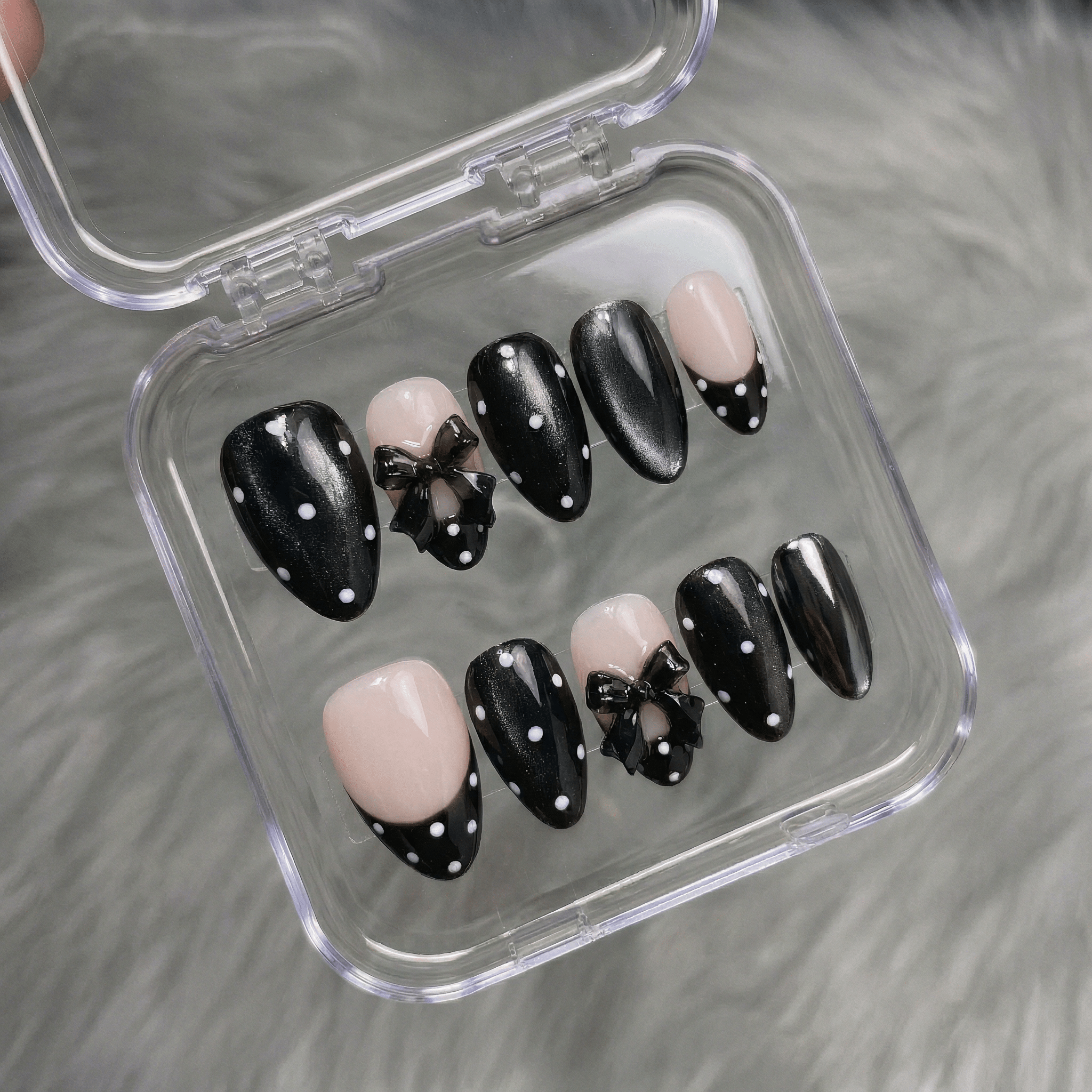 Ruby Polka salon-quality handmade press-on nails by Handora
