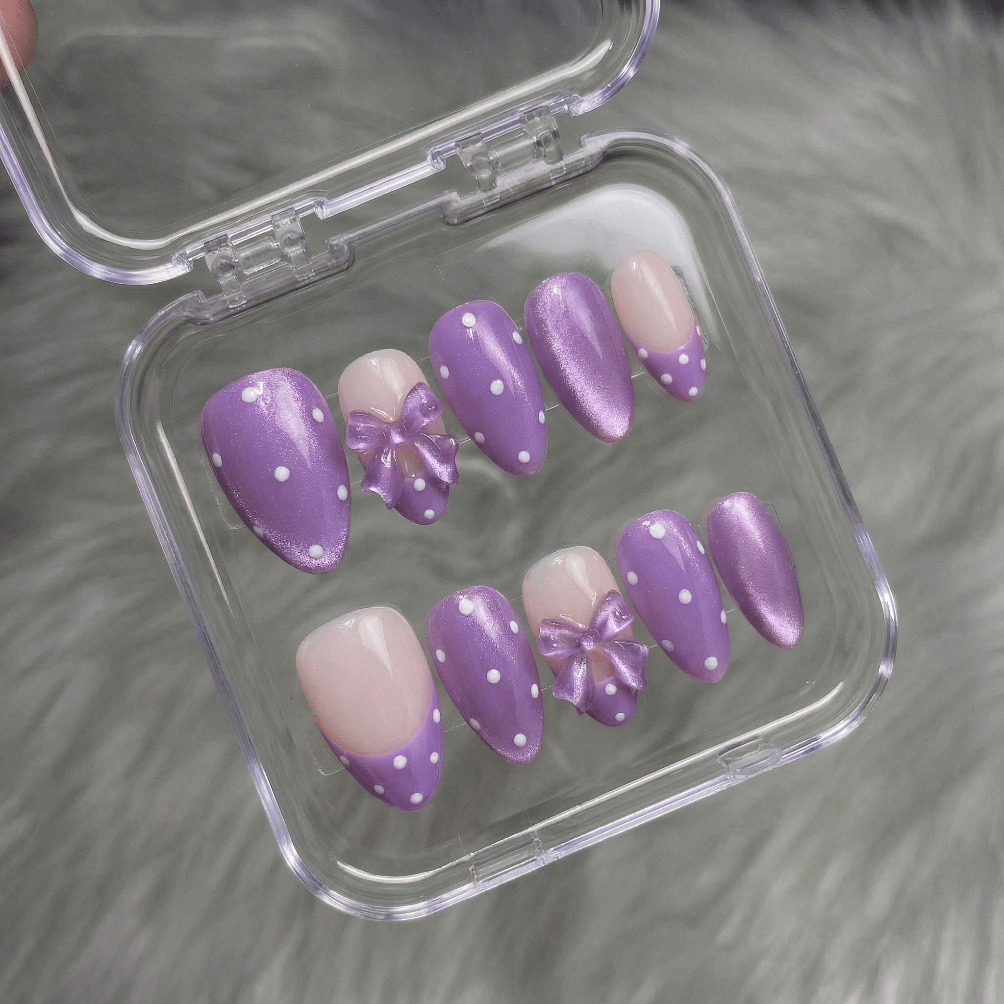 Ruby Polka salon-quality handmade press-on nails by Handora