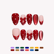 Ruby Polka red press-on nails by Handora