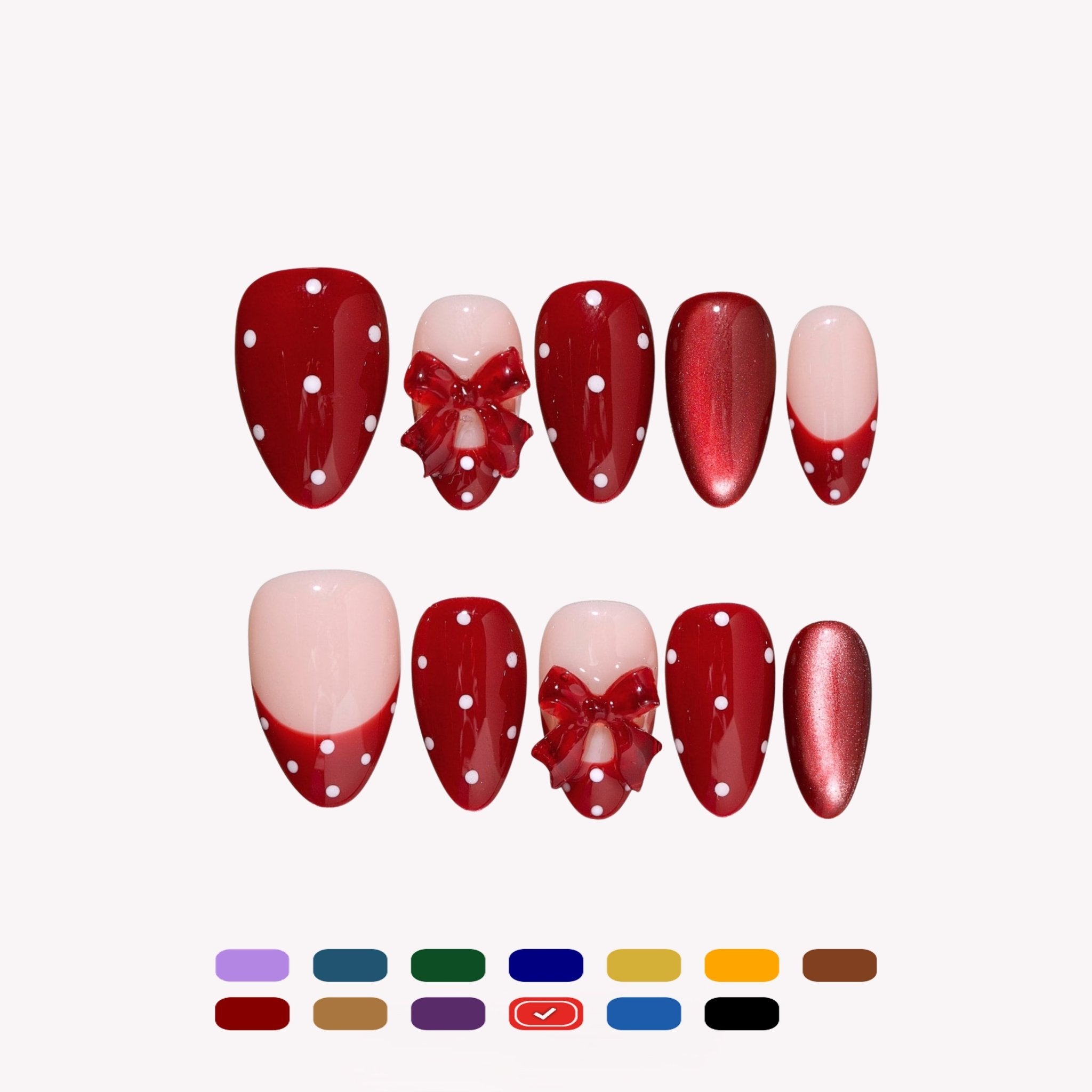 Ruby Polka red press-on nails by Handora
