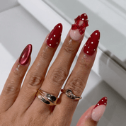 Ruby Polka press-on nails – design close-up by Handora