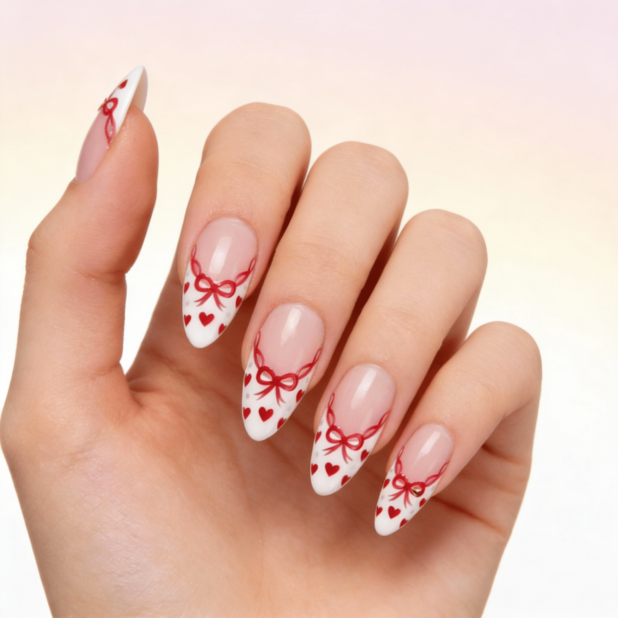 Ruby Romance press-on nails – hand-painted reusable gel set by Handora