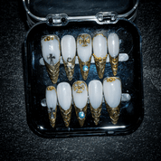 Sacred Relic press-on nails – design close-up by Handora