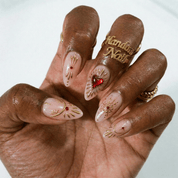 Sacred Ruby gothic nail design – handmade press-on nails by Handora