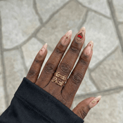Sacred Ruby press-on nails – design close-up by Handora