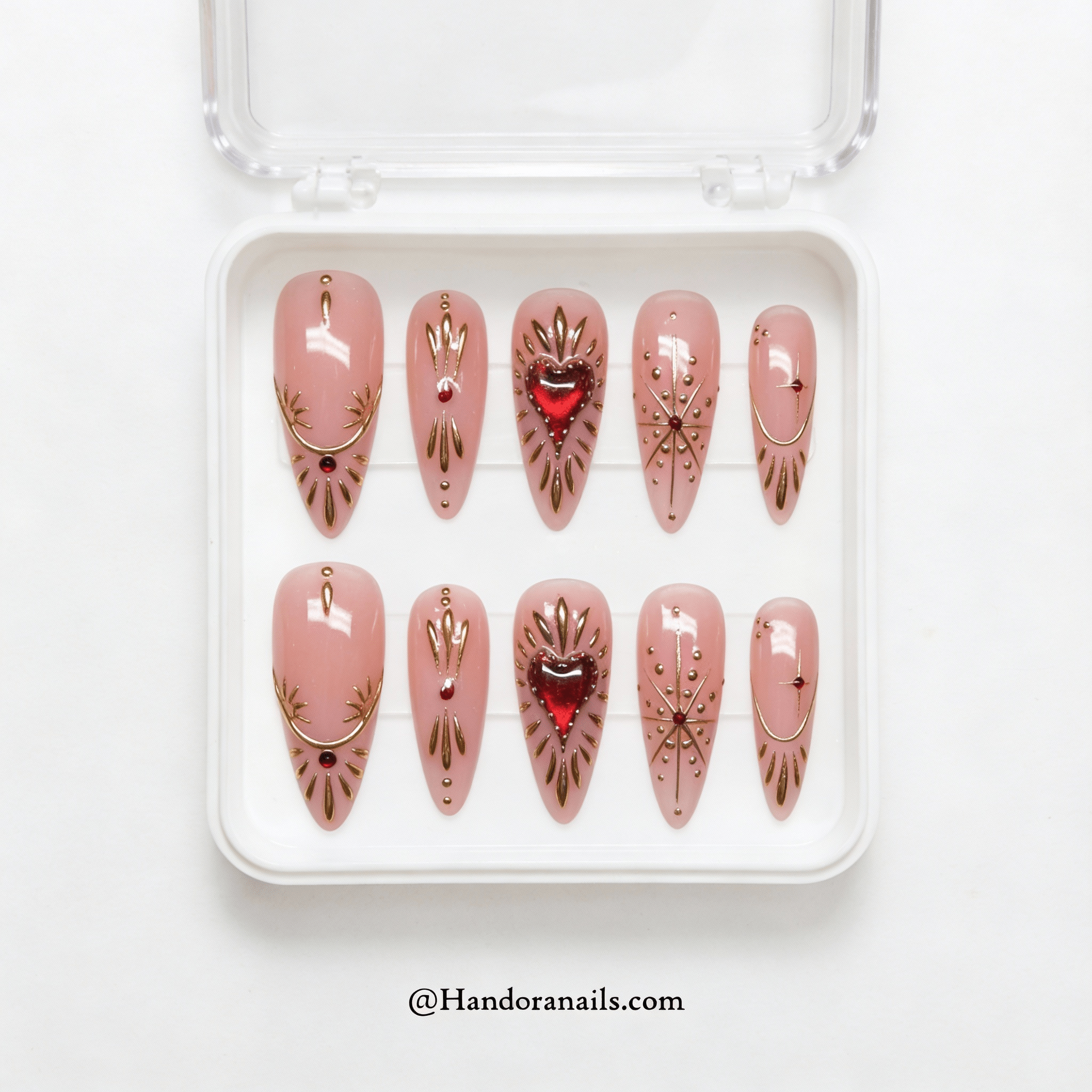 Sacred Ruby full press-on nail set – sizes XS–L by Handora