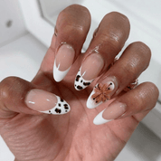 Safari Bloom press-on nails – hand-painted reusable gel set by Handora