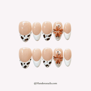 Safari Bloom almond floral press-on nails by Handora