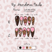 Safari Rose press-on nails – design close-up by Handora