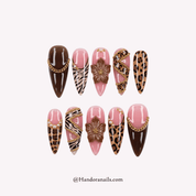 Safari Rose pink floral press-on nails by Handora