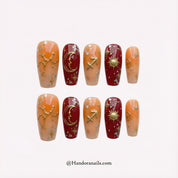 Sagittarius Aura press-on nails – design close-up by Handora