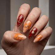 Sagittarius Aura press-on nails – hand-painted reusable gel set by Handora