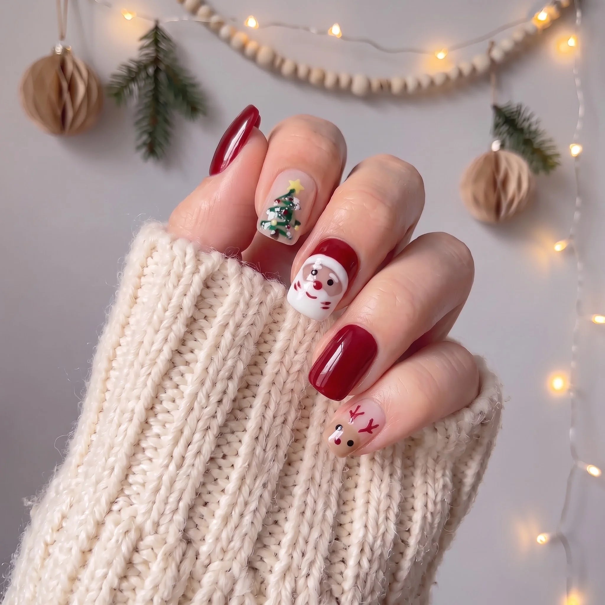 Santa Party Christmas press-on nails - design view 3 by Handora Nails