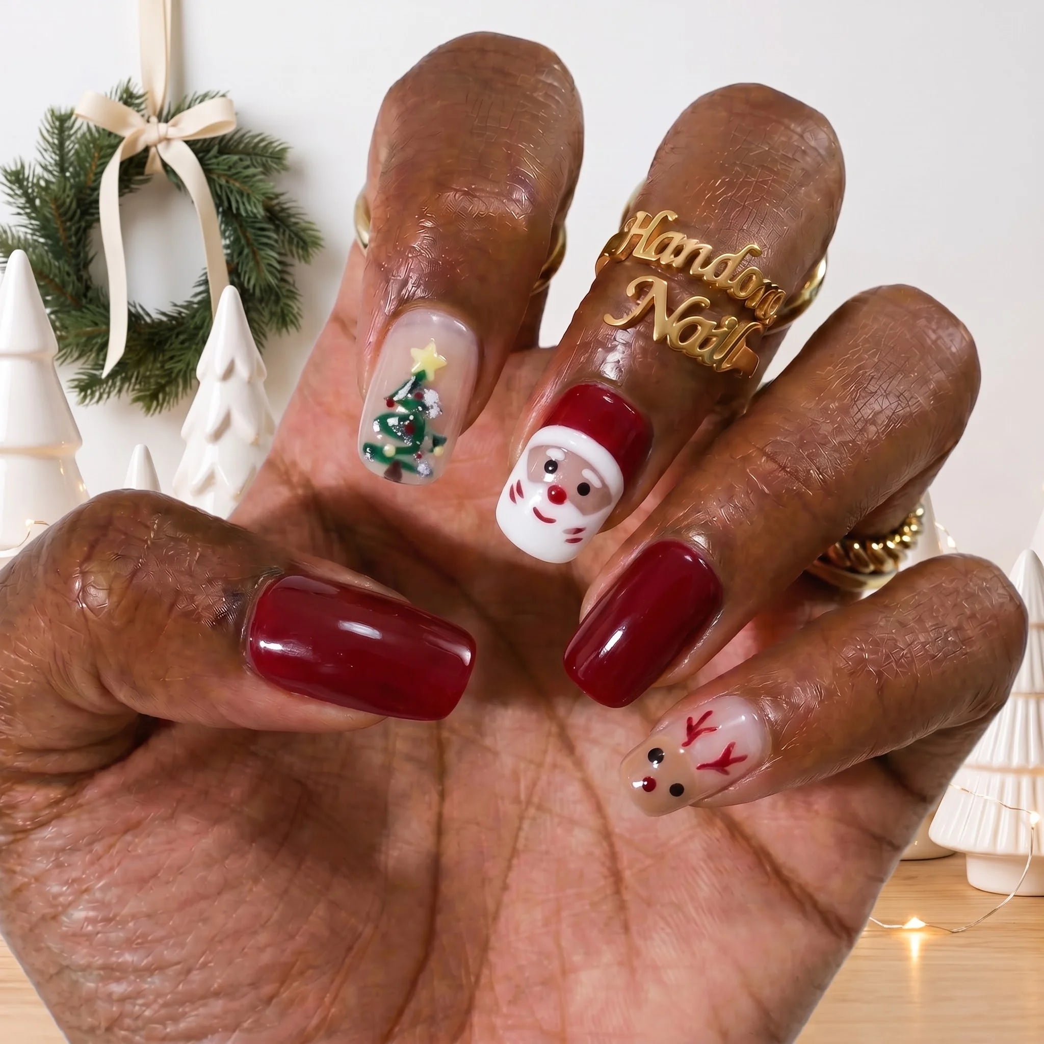 Santa Party Christmas press-on nails - design view 4 by Handora Nails