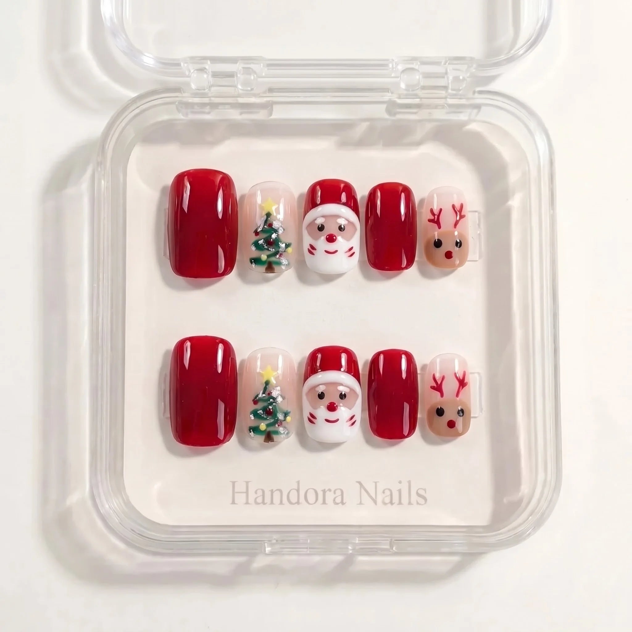 Santa Party Christmas press-on nails - design view 8 by Handora Nails
