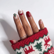 Santa Party Christmas press-on nails - moving hand by Handora Nails