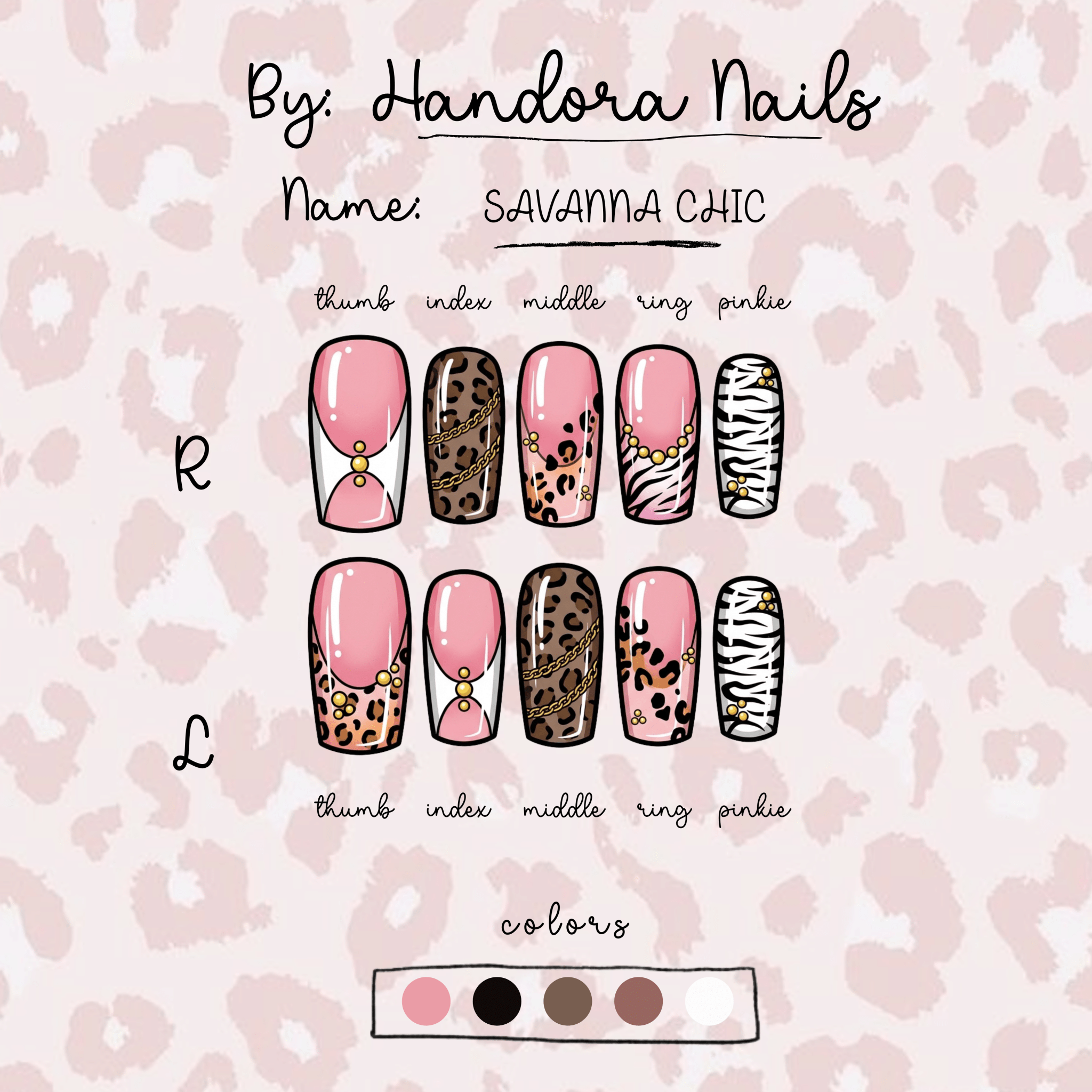Savanna Chic press-on nails – design close-up by Handora