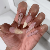 Scallop Seashell 3d nail design – handmade press-on nails by Handora