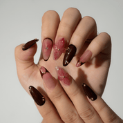 Scarlet Orchid press-on nails – hand-painted reusable gel set by Handora