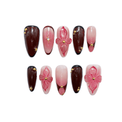 Scarlet Orchid red autumn press-on nails by Handora