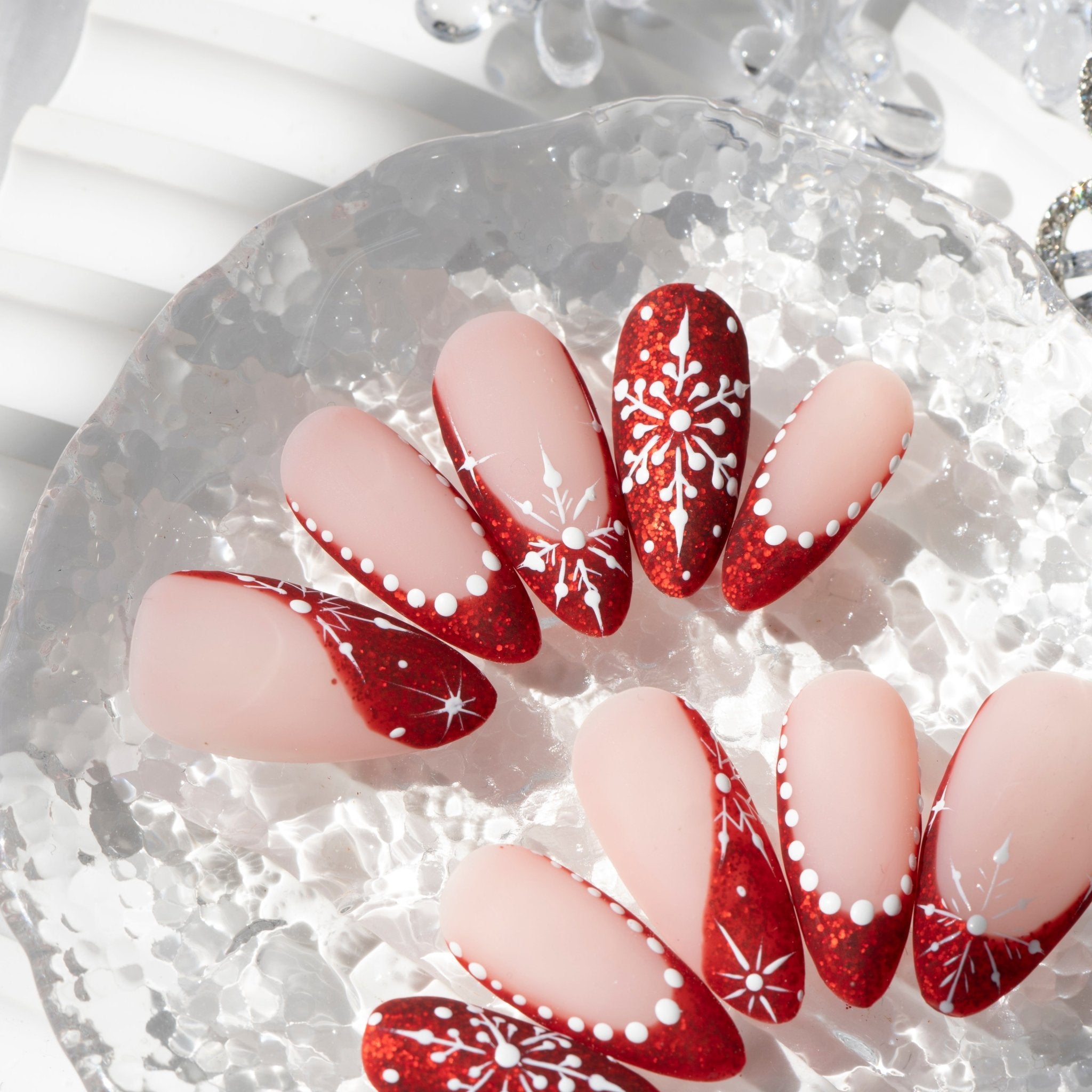 Scarlet Snow full press-on nail set – sizes XS–L by Handora