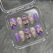 Scholar Bear salon-quality handmade press-on nails by Handora