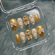 Scholar Bear cute nail design – handmade press-on nails by Handora