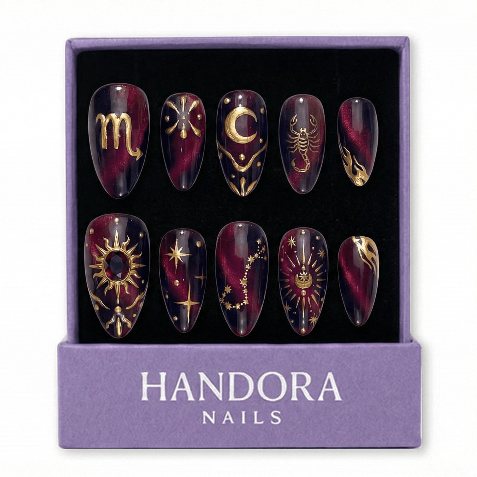 Scorpio Mystique cat eye press-on nails by Handora