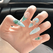 Seaside Treasures press-on nails – hand-painted reusable gel set by Handora