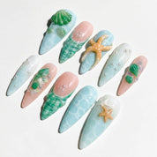 Seaside Treasures full press-on nail set – sizes XS–L by Handora