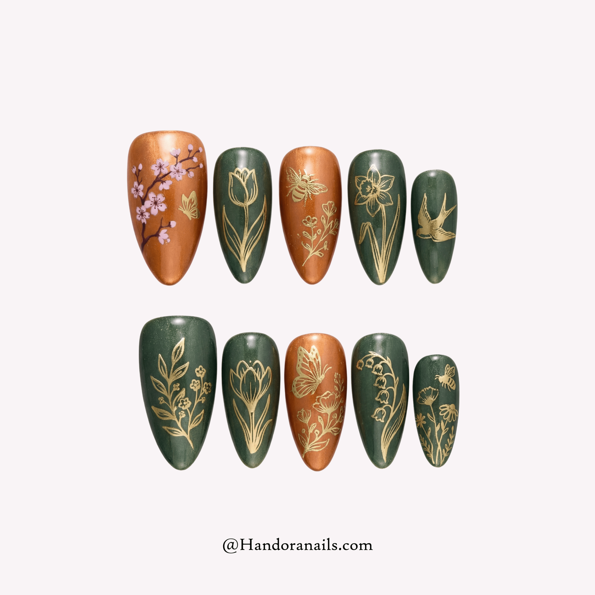 Secret Meadow floral press-on nails by Handora