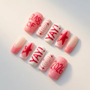 Senior Spirit press-on nails worn on hand – almond shape by Handora