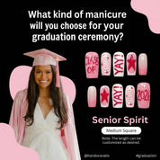 Senior Spirit press-on nails – hand-painted reusable gel set by Handora