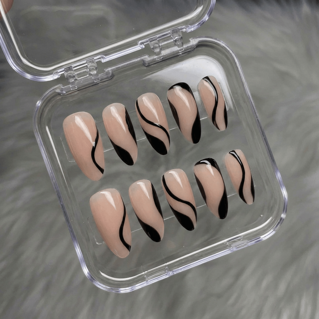 Serene Curve nail design – handmade press-on nails by Handora