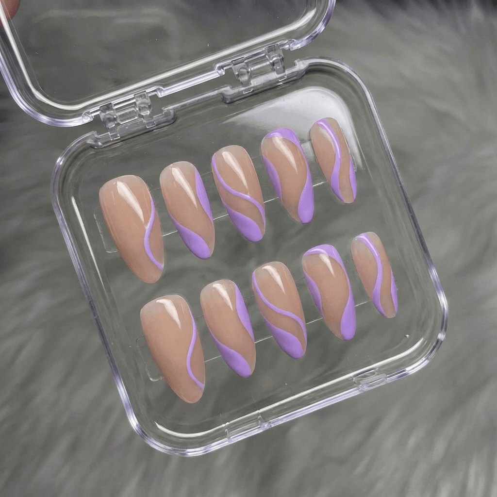 Serene Curve nail design – handmade press-on nails by Handora