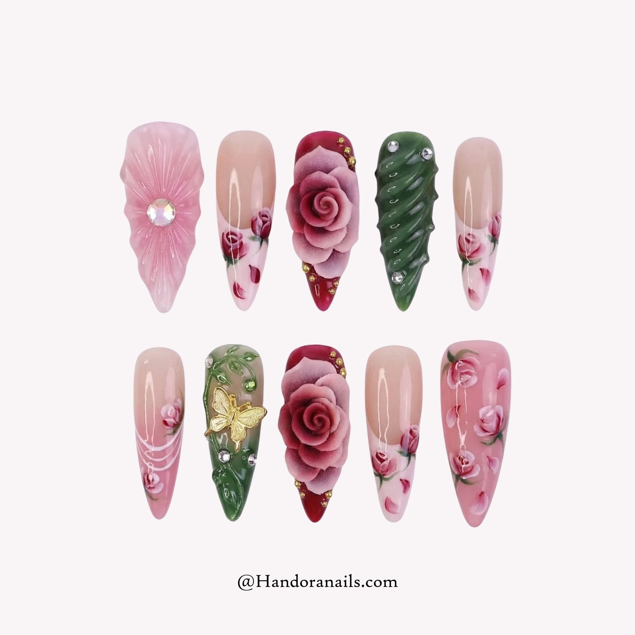 Shell Blossom 3d press-on nails by Handora