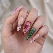 Shell Blossom press-on nails – hand-painted reusable gel set by Handora