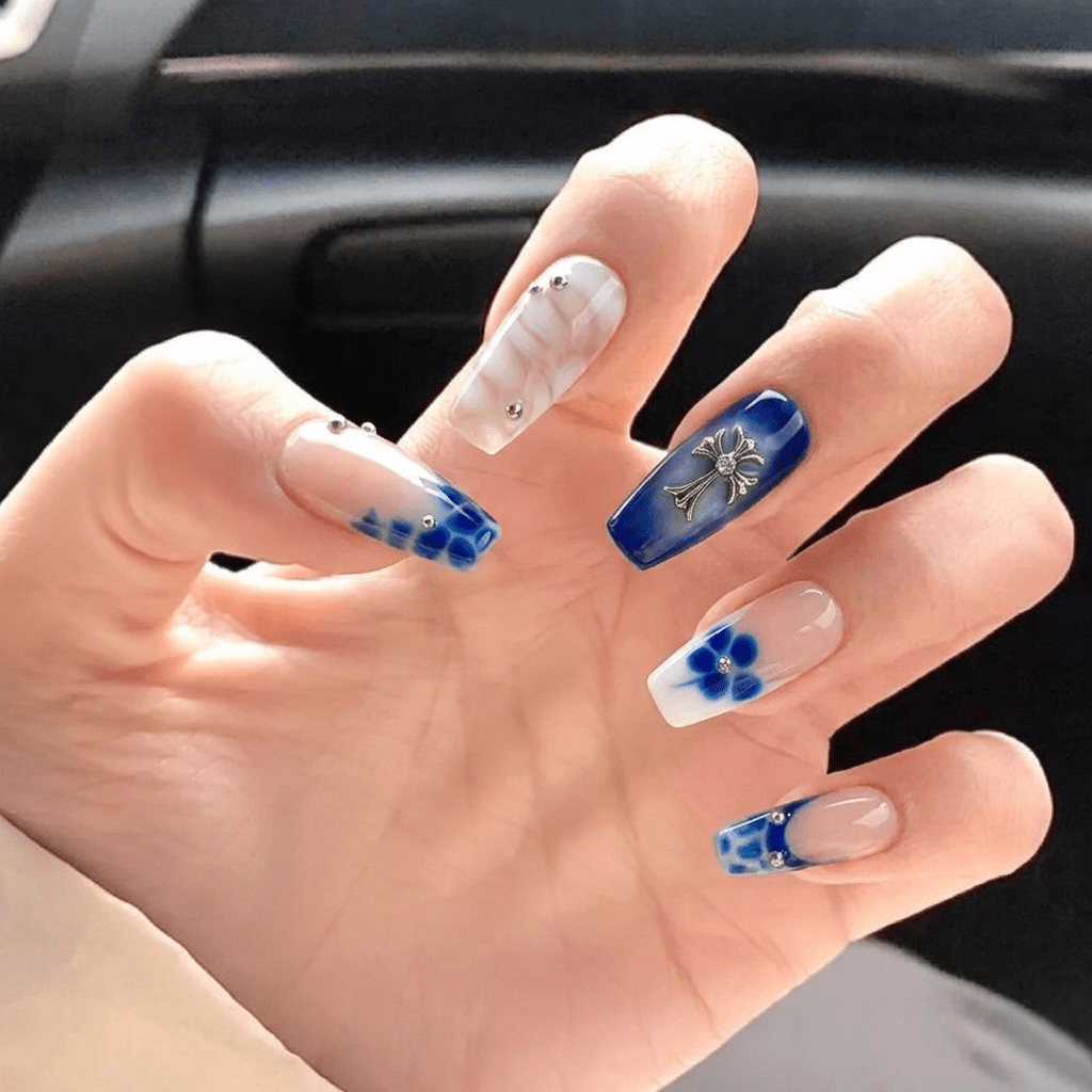 Shell Pearl press-on nails – design close-up by Handora